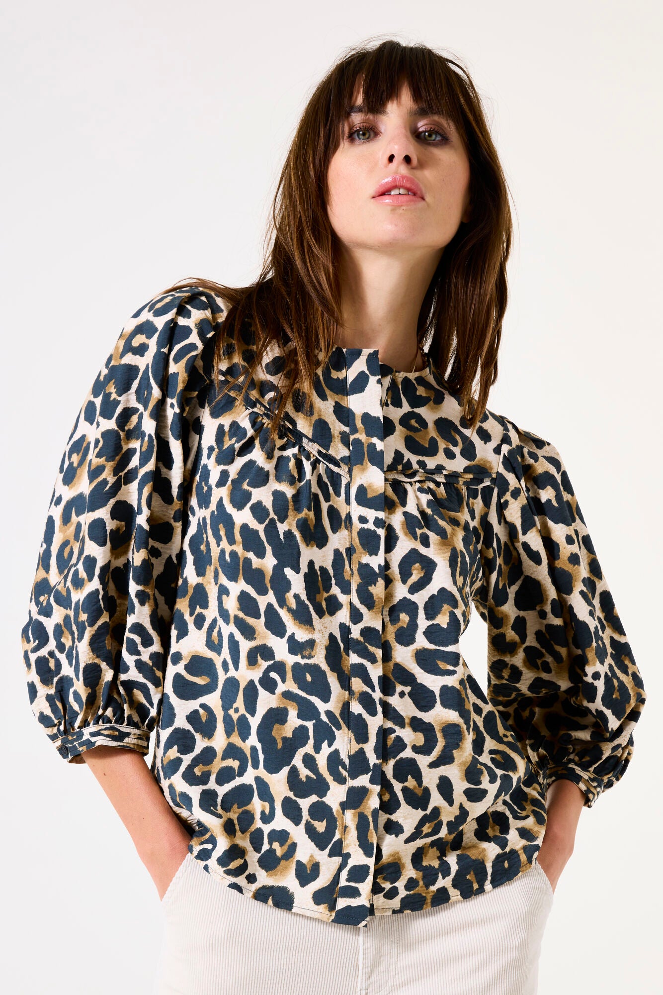 Garcia Skjorte - 50030 Leopard Skjorte i Almond