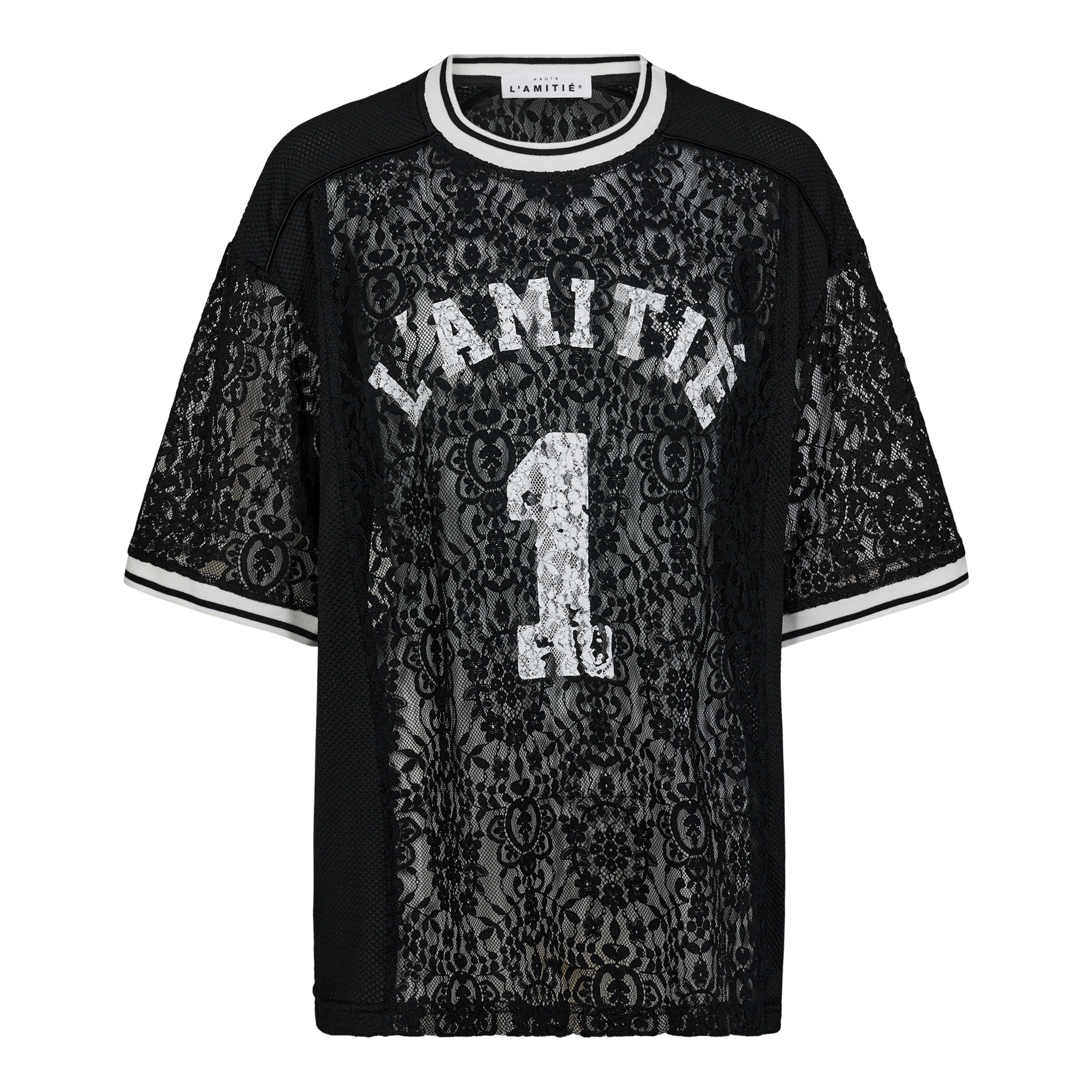 Haute L´amitié Bluse - Lace Football T-shirt i Sort