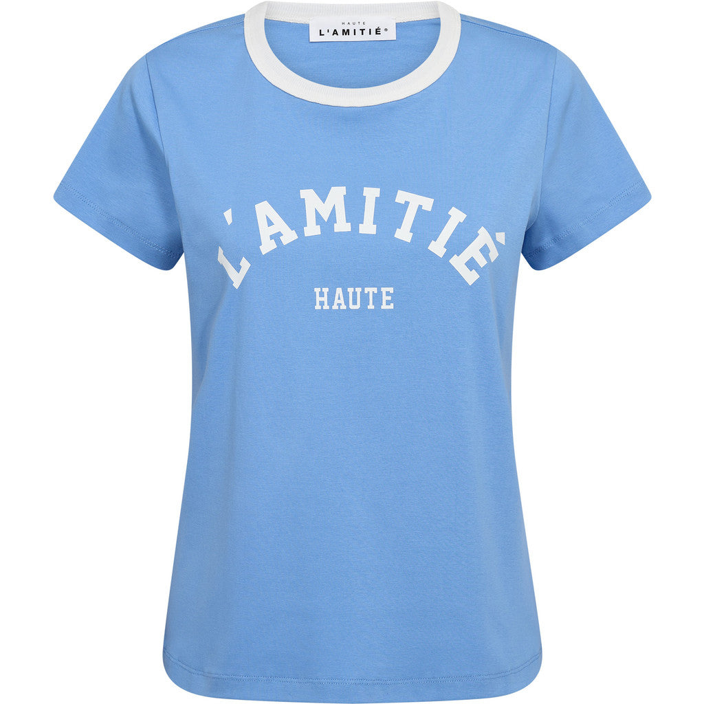 Haute L´amitié T-shirt - Neckline Logo T-shirt i New Blue-White Print