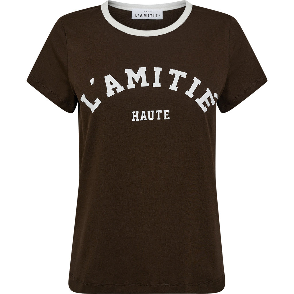 Haute L´amitié T-shirt - Neckline Logo T-shirt i Mocca
