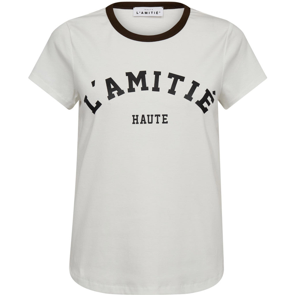 Haute L´amitié T-shirt - Neckline Logo T-shirt i Off-white-Mocca