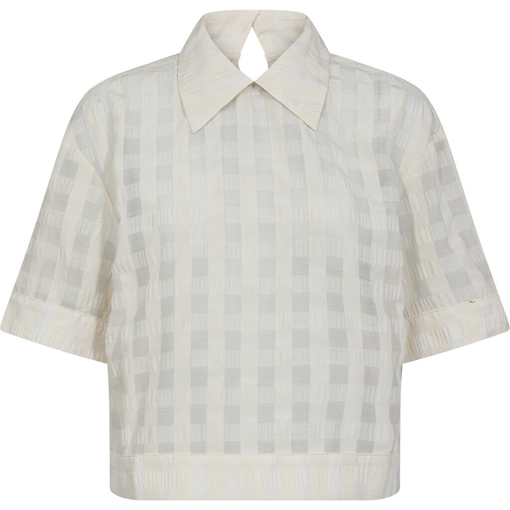 Haute L´amitié Bluse - Sheer Check SS Bluse i Off White