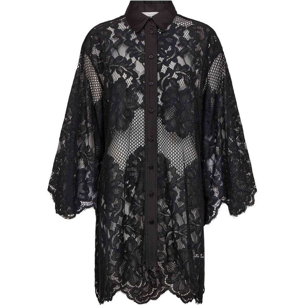 Haute L´amitié Kjole - Curvey Lace Hem Midi Kjole i Sort