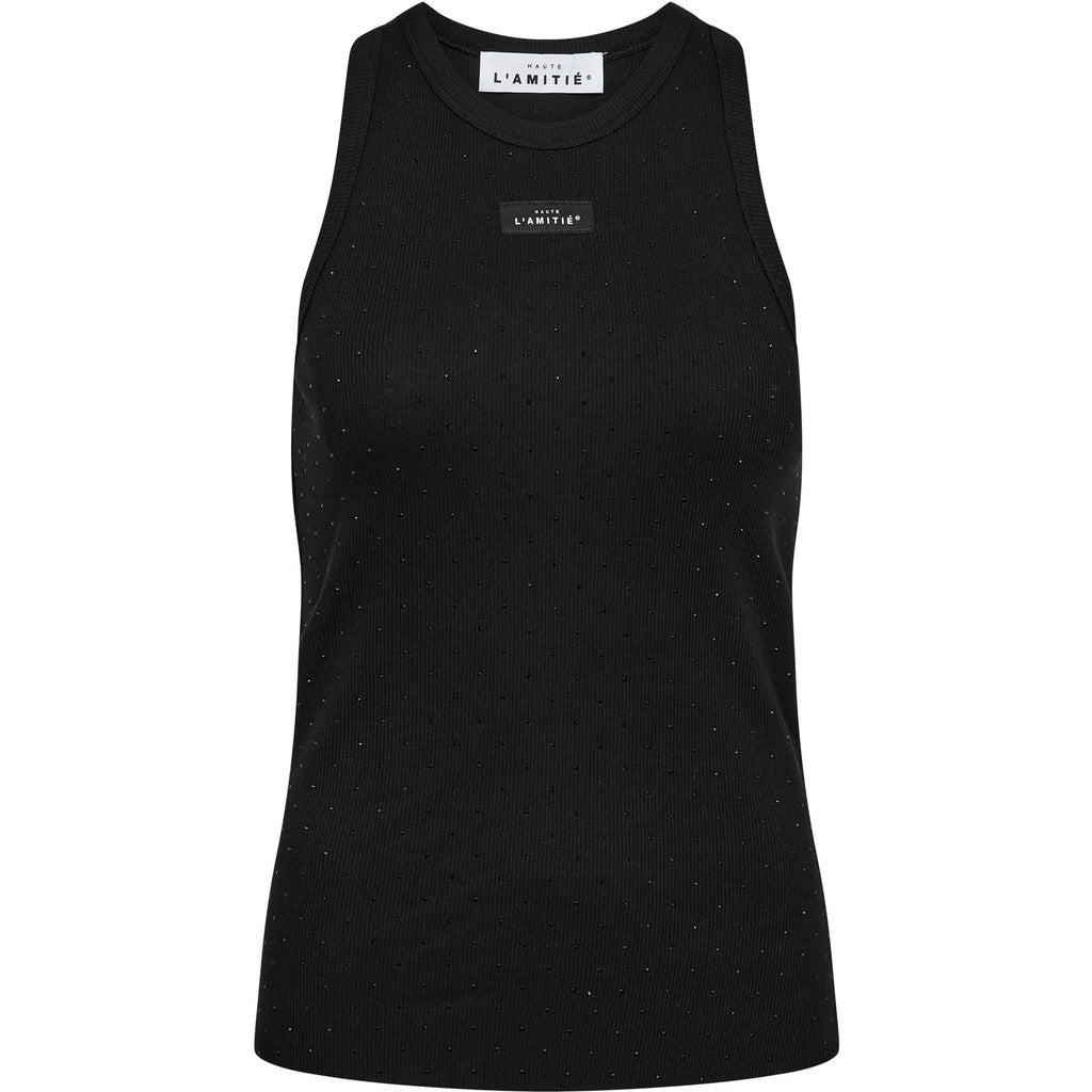 Haute L´amitié Top - Rib Bagde Ston Tank Top i Sort