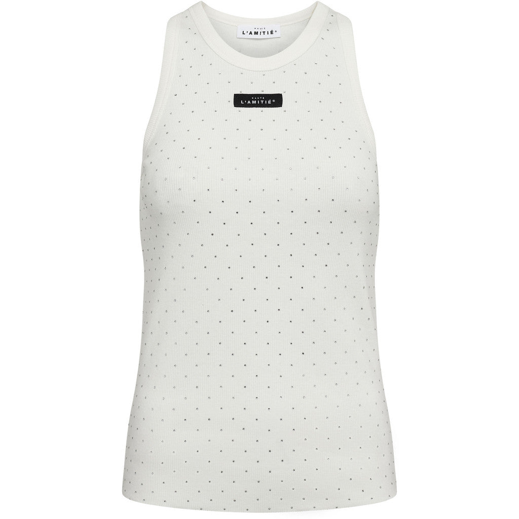 Haute L´amitié Top - Rib Badge Stone Tank Top i Hvid
