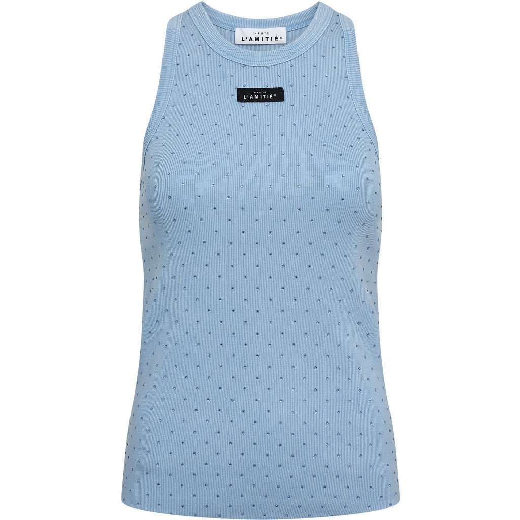 Haute L´amitié Top - Rib Badge Stone Tank Top i Pale Blue Acid Wash