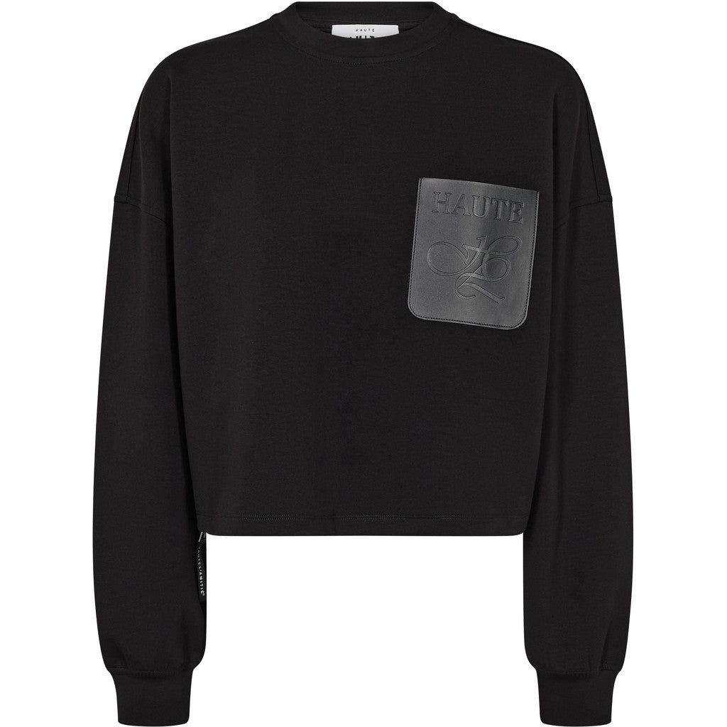 Haute L´amitié Sweat - Maxi Crop Zip Pocket Sweat i Sort