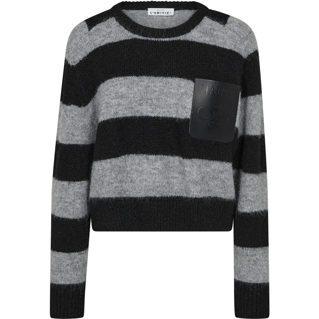 Haute L´amitié Strik - Darcia Stripe Crop Pocket Strik i Black-Grey Mix