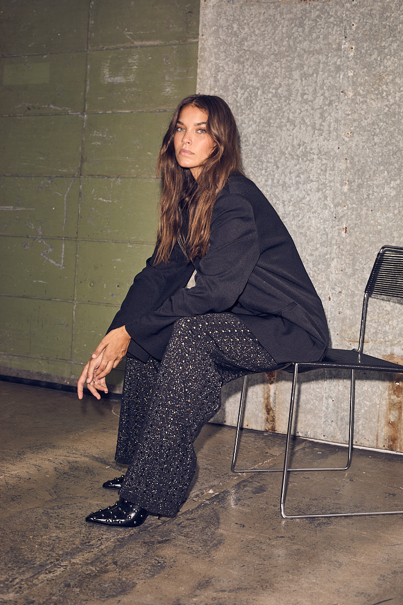 Haute L´amitié Bukser - Hole Lurex Strik Bukser i Sort