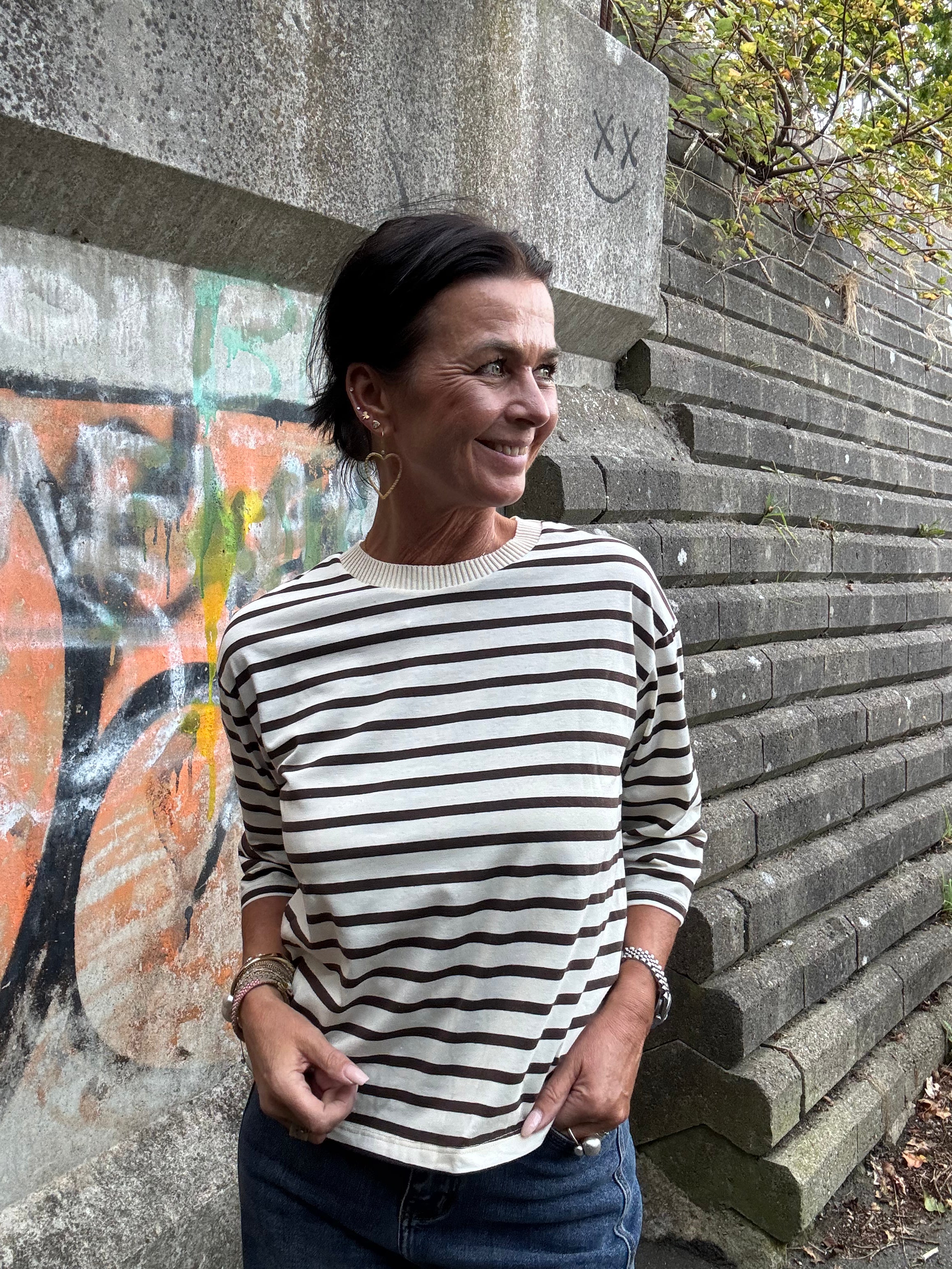 MARTA du château Bluse - MdcBrooklyn Bluse i Beige Moro Strib