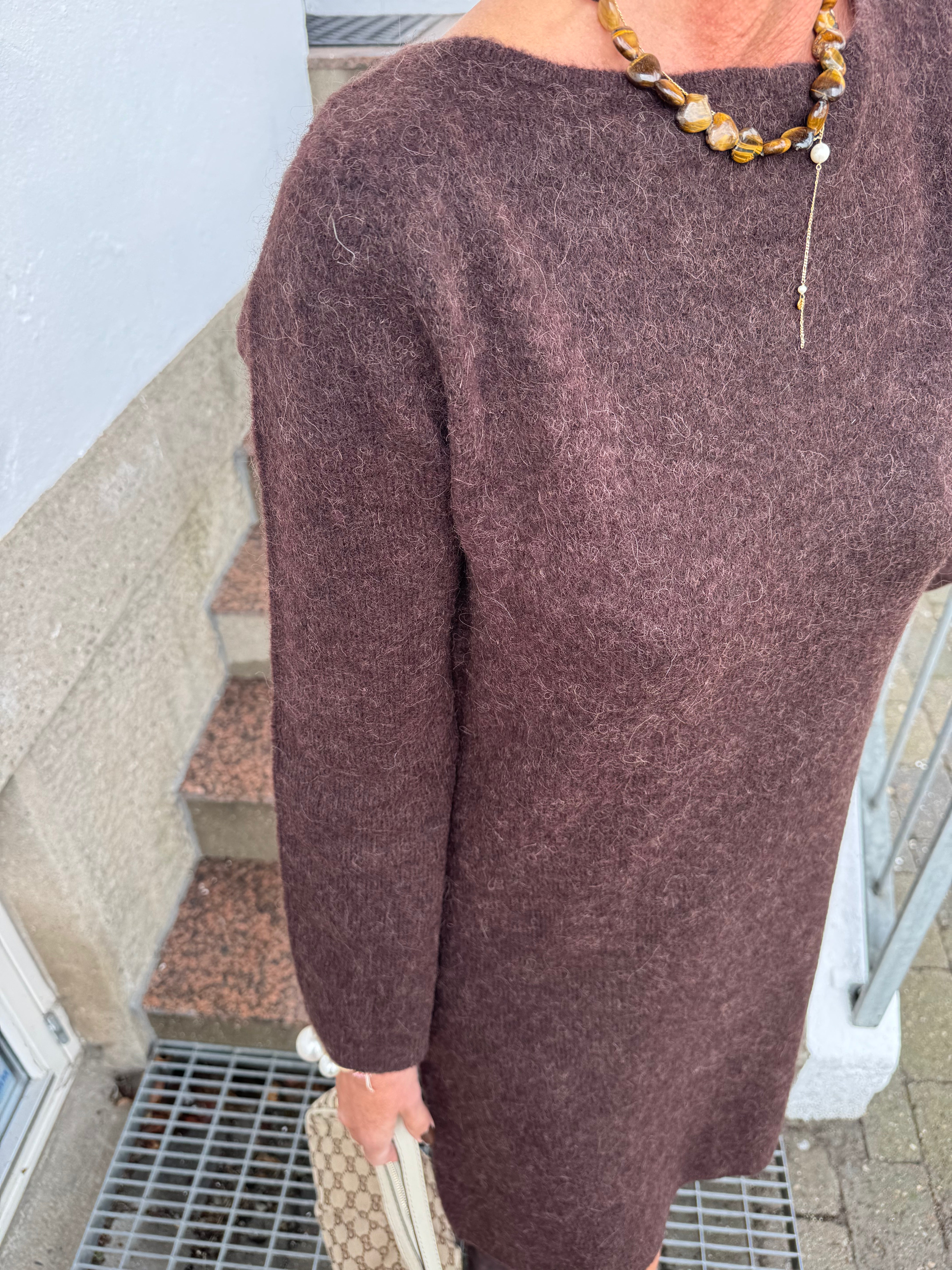 Nümph Kjole - NuRiette Boatneck Strik Kjole i Black Coffee