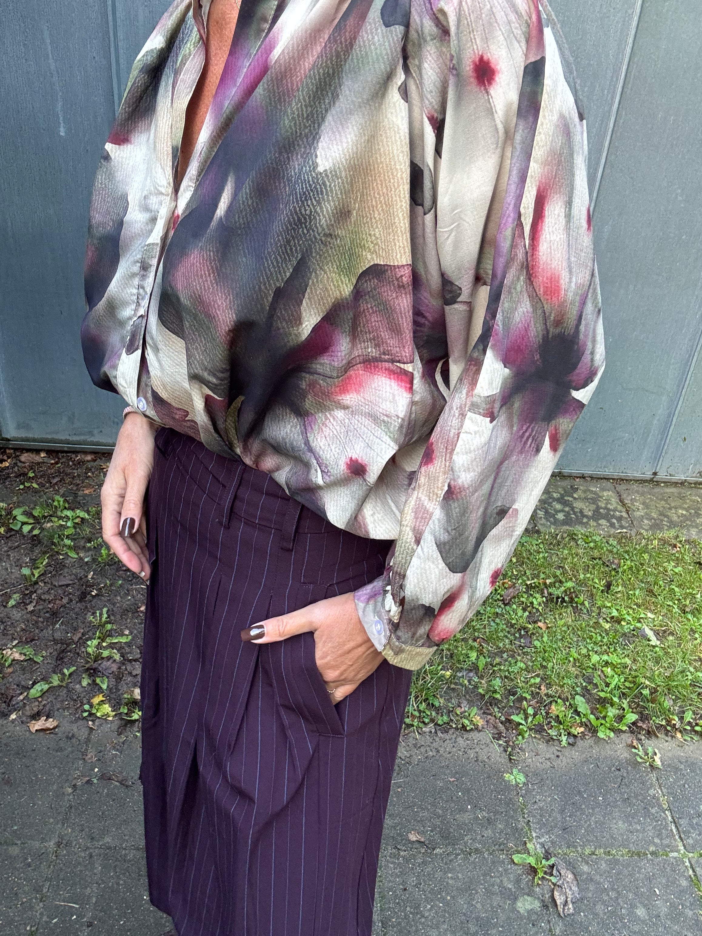 Black Colour Bluse - BcFilora Bluse i Plum Flower