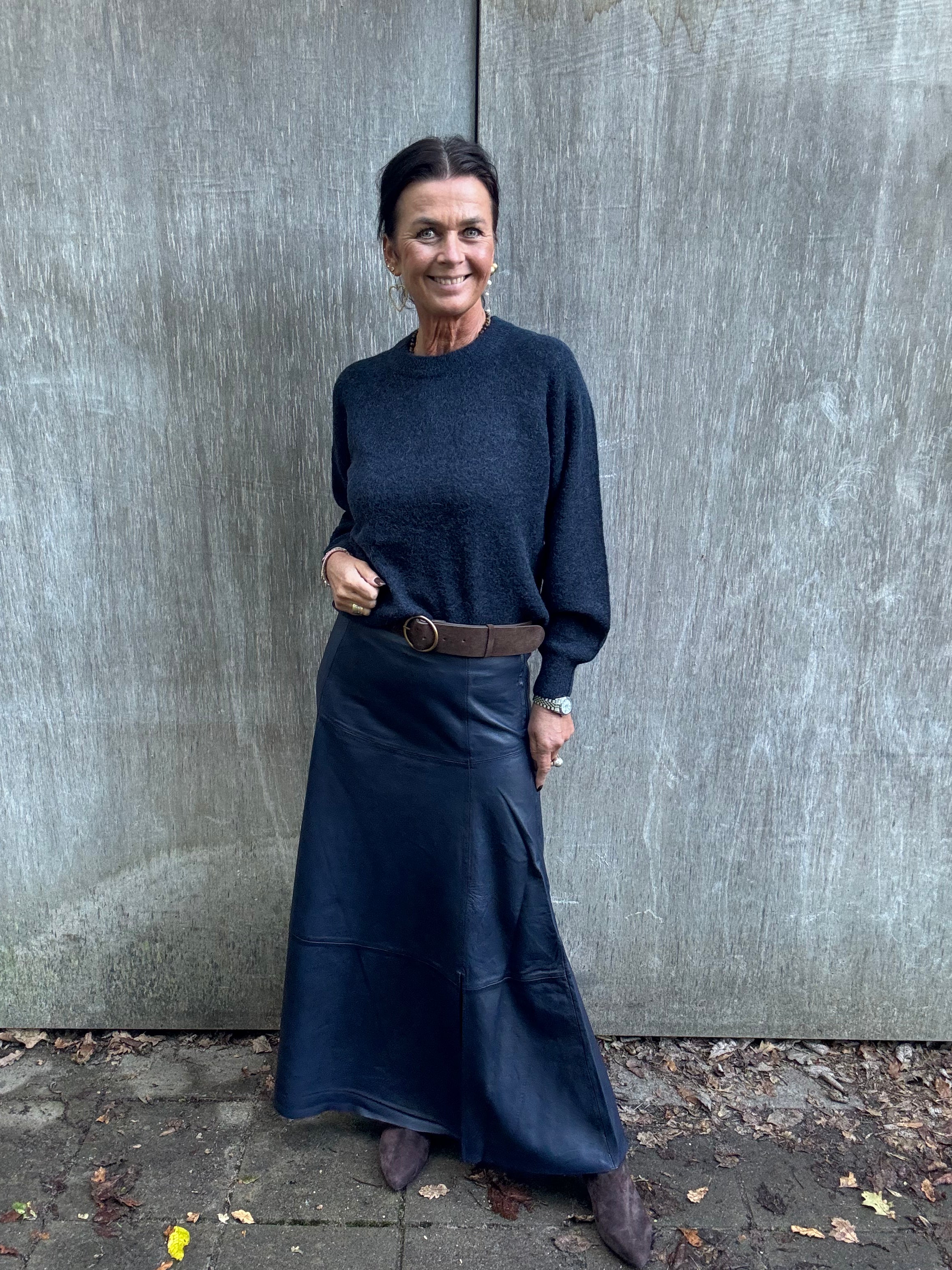 Depeche Nederdel - MarlyDEP Skind Nederdel i Midnight Blue