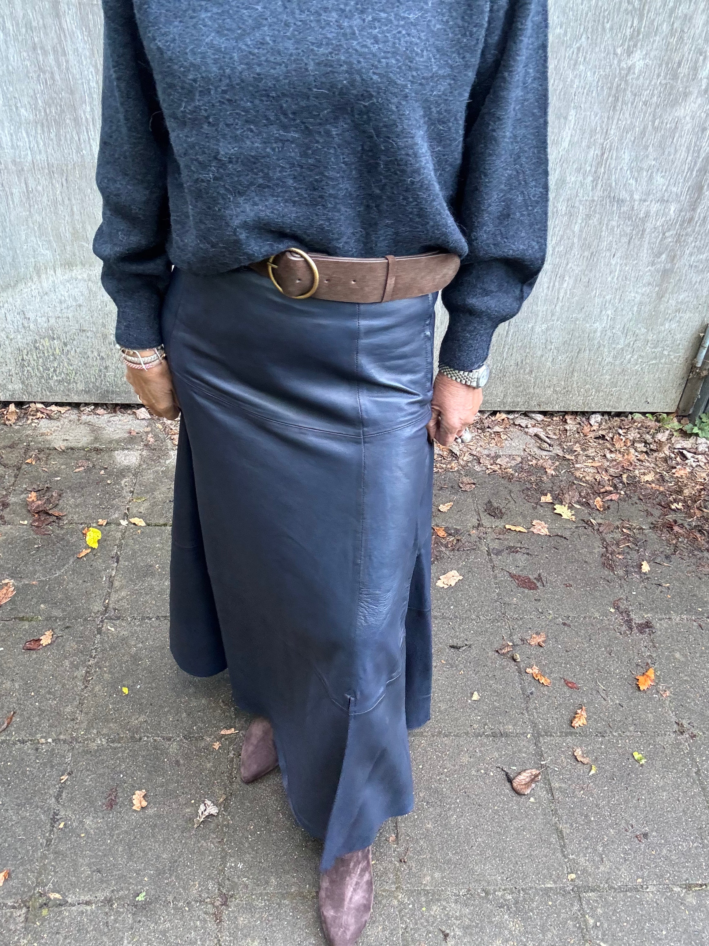 Depeche Nederdel - MarlyDEP Skind Nederdel i Midnight Blue