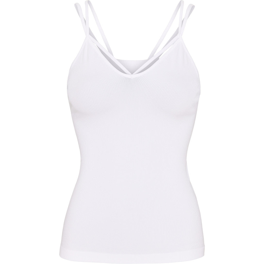 Tim & Simonsen Top - Jennifer Dobbelt Strop Top i Bianco Hvid