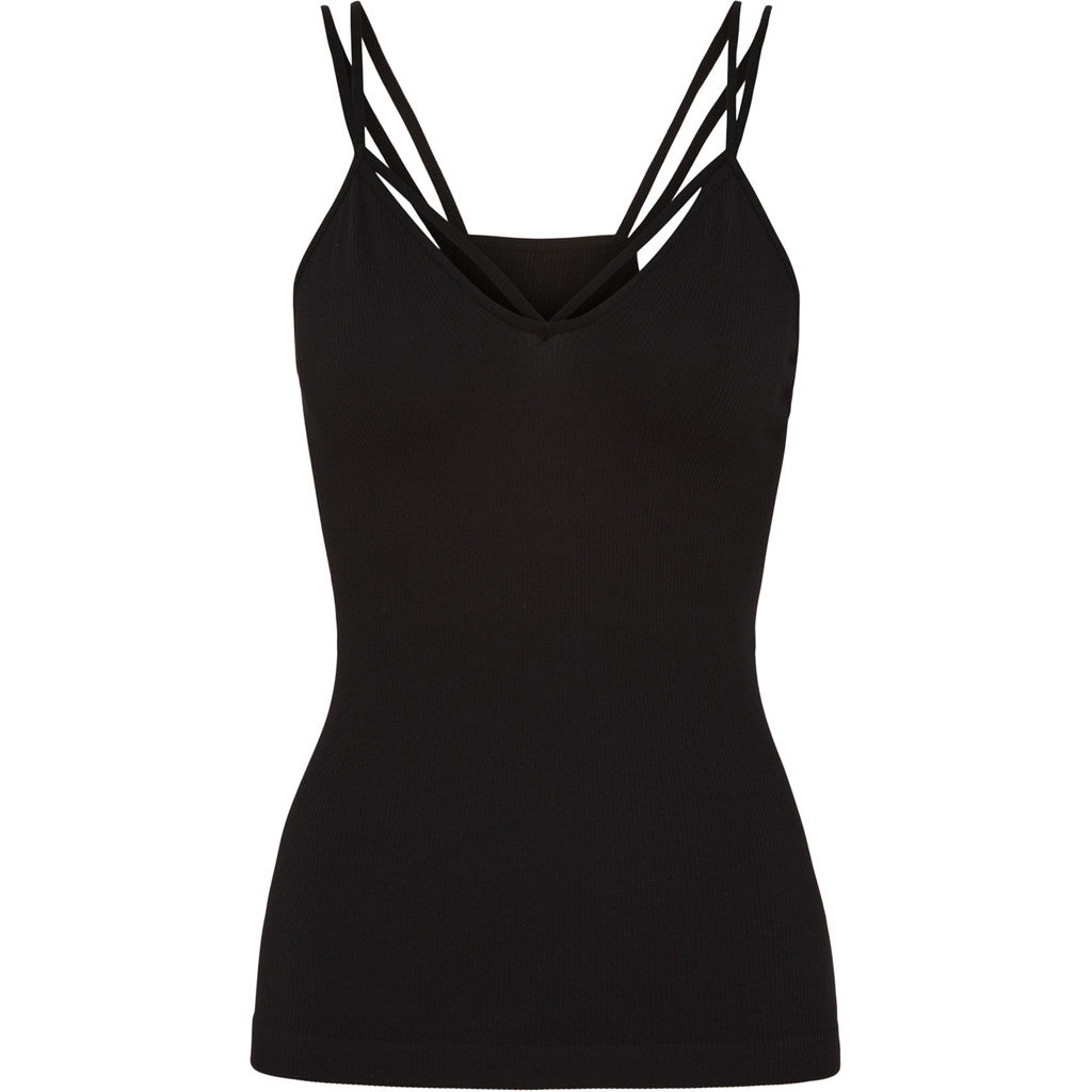 Tim & Simonsen Top - Jennifer Dobbelt Strop Top i Nero Sort