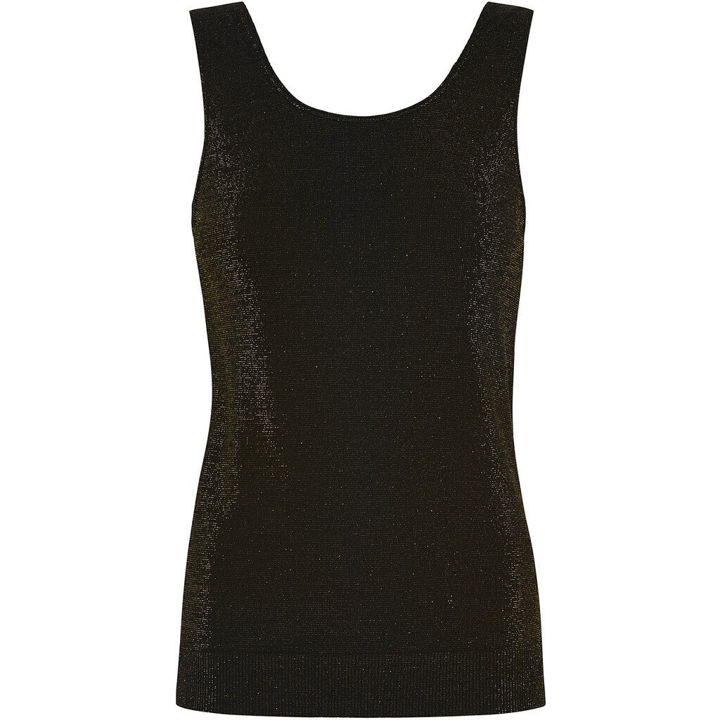 Tim & Simonsen Top - Las Vegas Tank Top i Nero Oro Sort Med Glitter