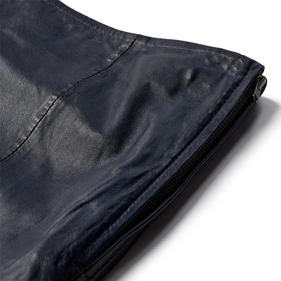 Depeche Nederdel - MarlyDEP Skind Nederdel i Midnight Blue