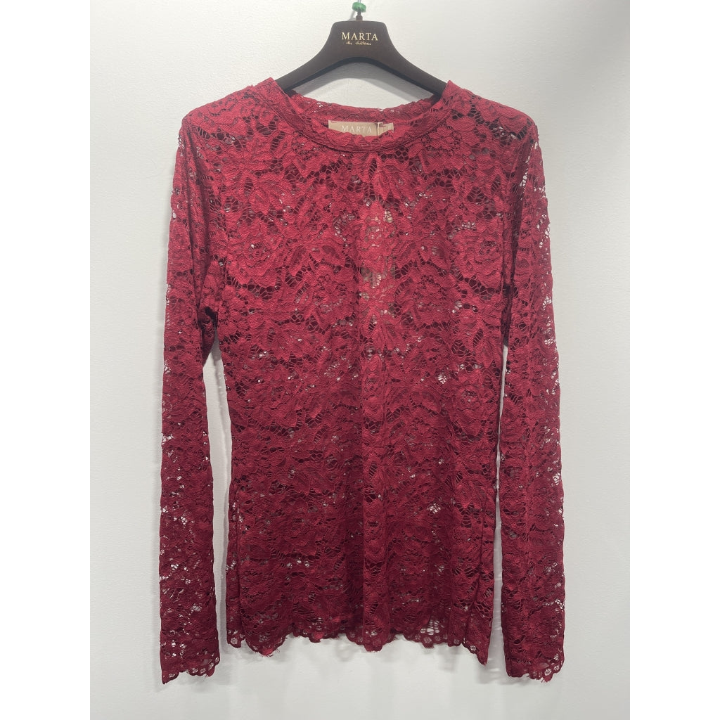 MARTA du château Bluse - 7707 MdcMilley LS Blonde Bluse i Bordeaux