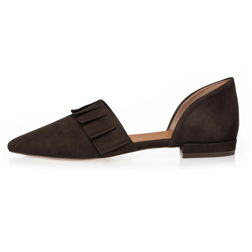 COPENHAGEN SHOES Ballerina - New Romance Suede Ballerina i Dark Brown