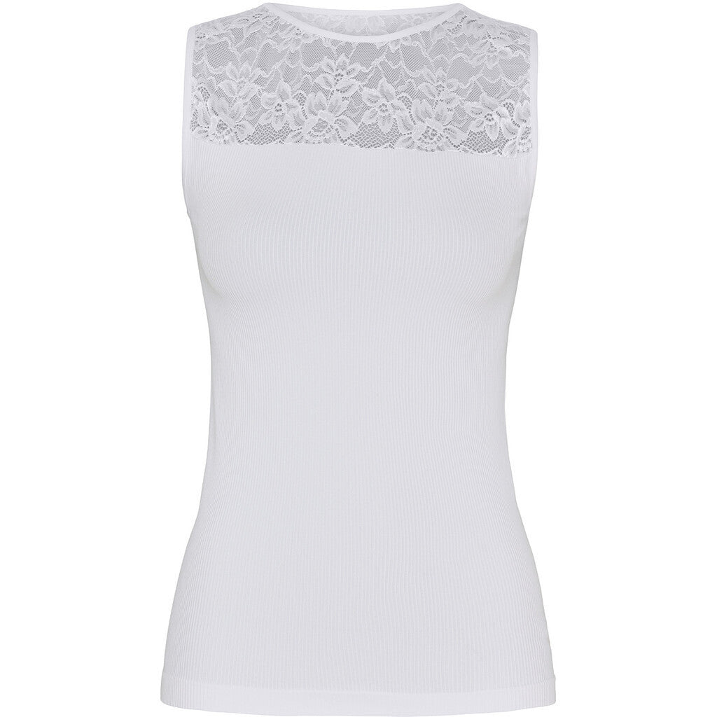 Tim & Simonsen Top - Nancy Rib Blonde Top i Bianco Hvid