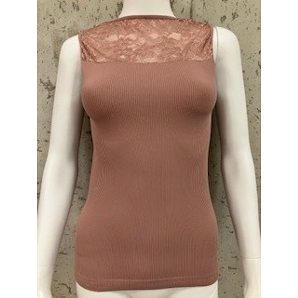 Tim & Simonsen Top - Nancy Rib Blonde Top i Rose Antico