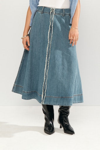 Nümph Nederdel - NuSandie Nederdel i Medium Blue Denim