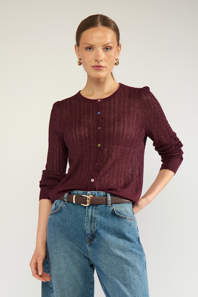 Nümph Cardigan - NuMilsa Cardigan i Fig Bordeaux
