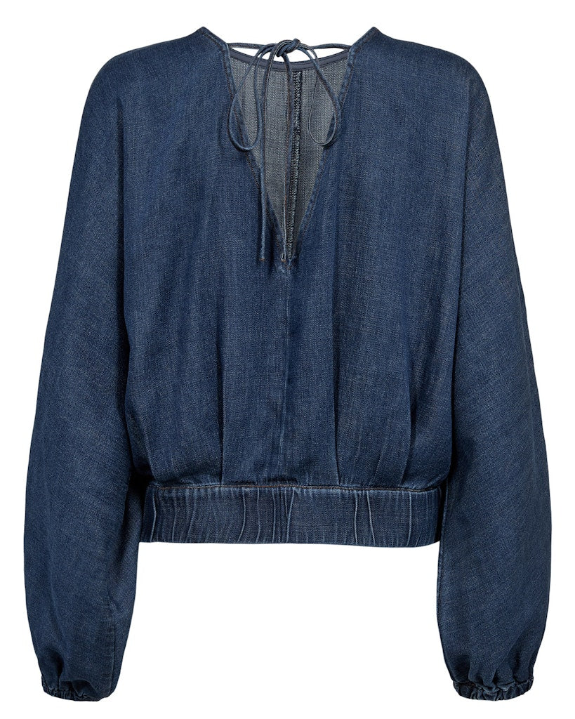 Nümph Bluse - NuAlona Bluse i Dark Blue Denim
