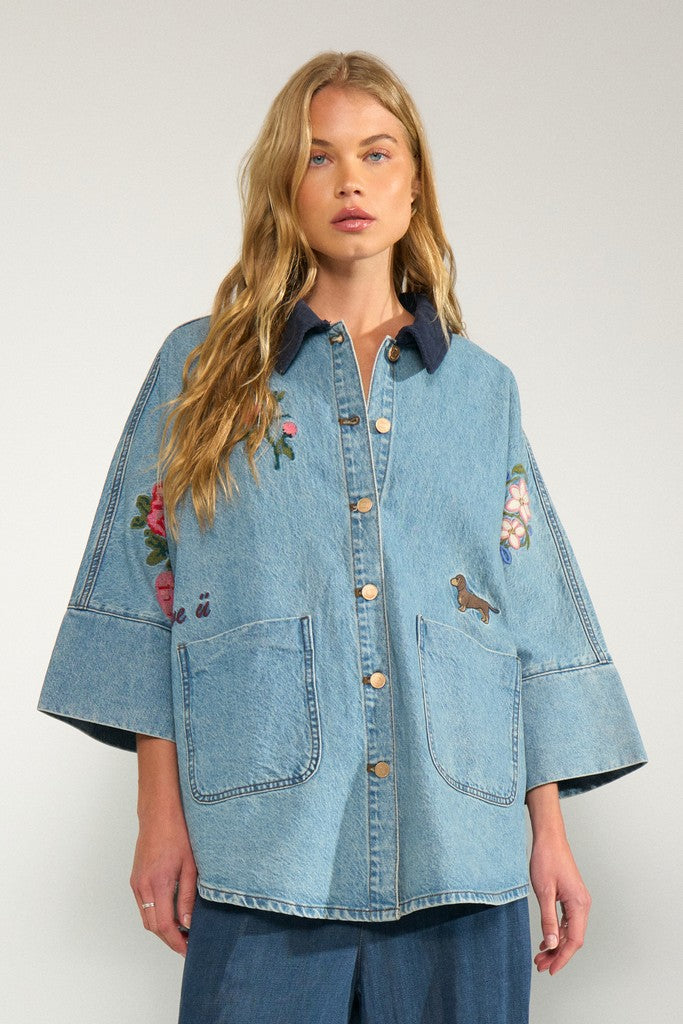Nümph Jakke - NuDenma Oversize Denim Jakke/skjorte i Medium Blue Denim
