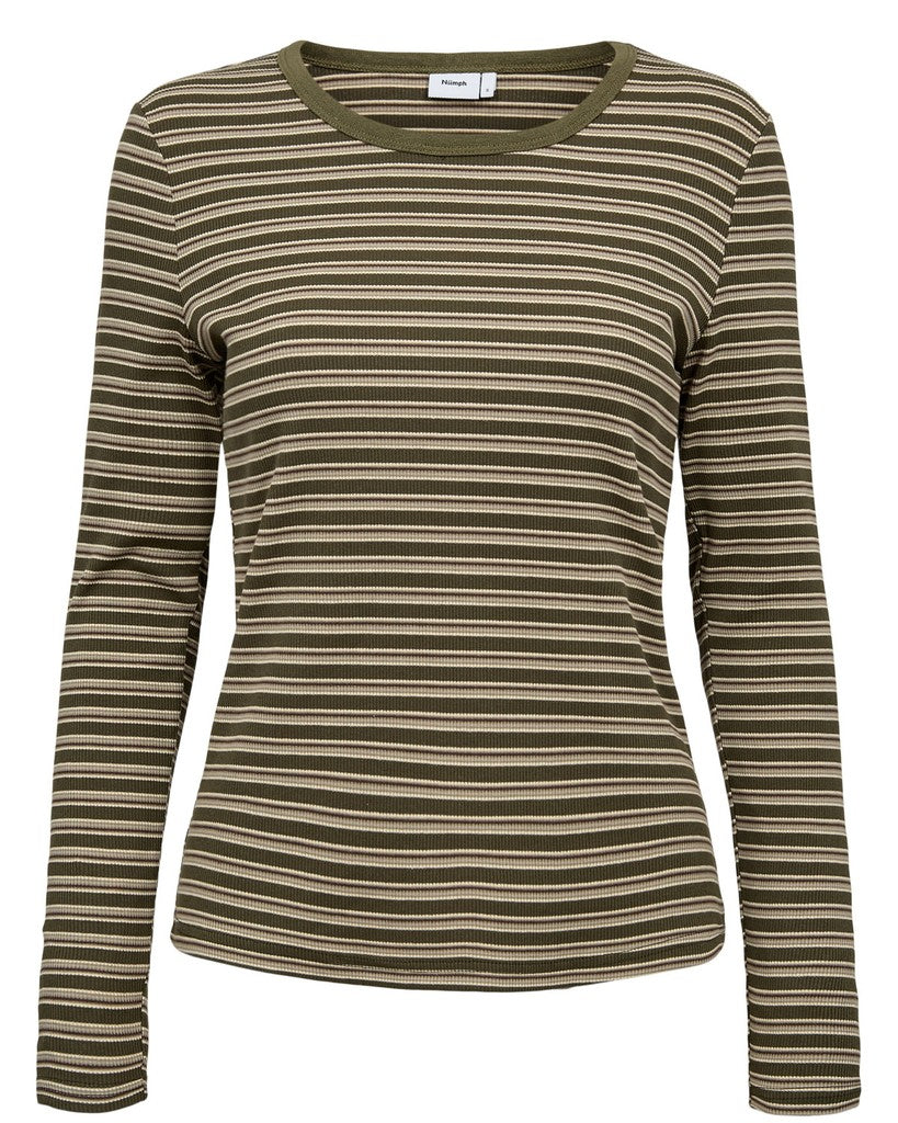 Nümph Bluse - NuHennesy Bluse i Calla Green Strib