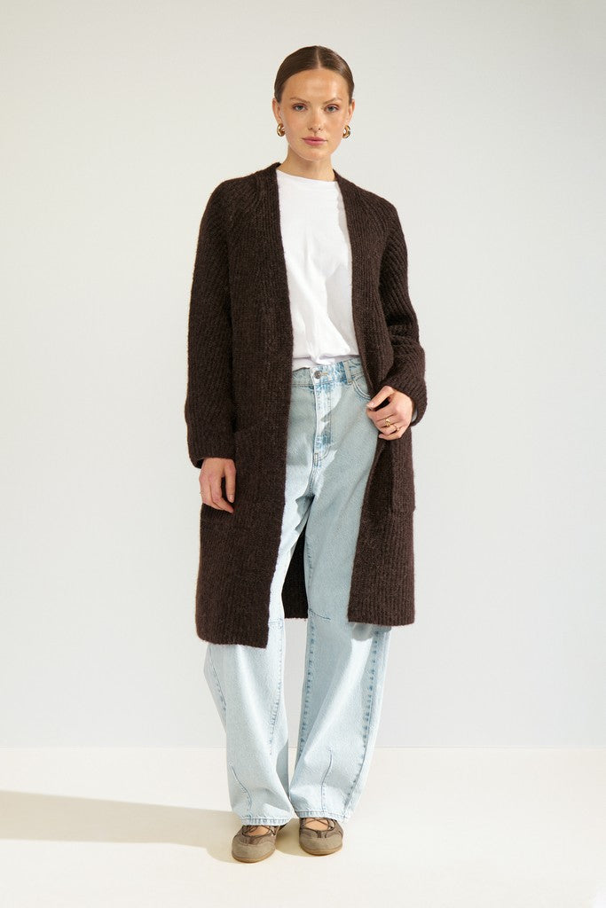 Nümph Cardigan - NuZindi Lang Cardigan i Black Coffee