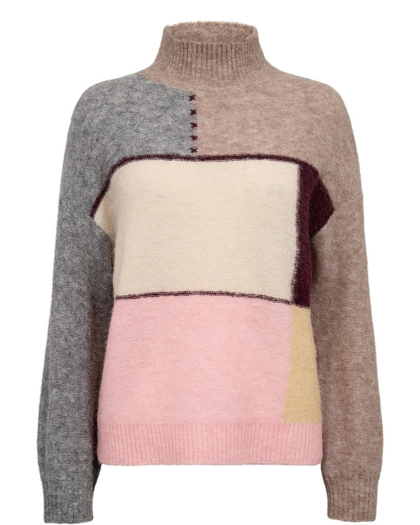 Nümph Strik - NuRiette Patch Strik Rullekrave i Deep Taupe Melange