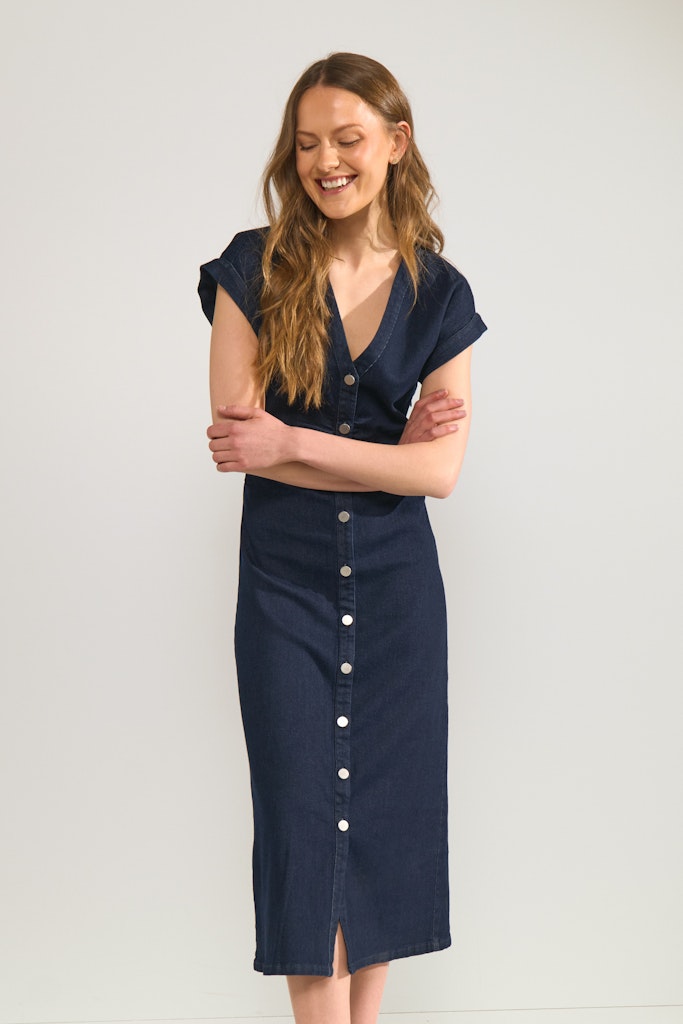 Nümph Kjole - NuAletta Denim Kjole i Dark Blue Denim
