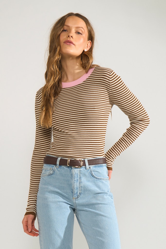 Nümph Bluse - NuFilina Bluse i Dachshund Brun Strib