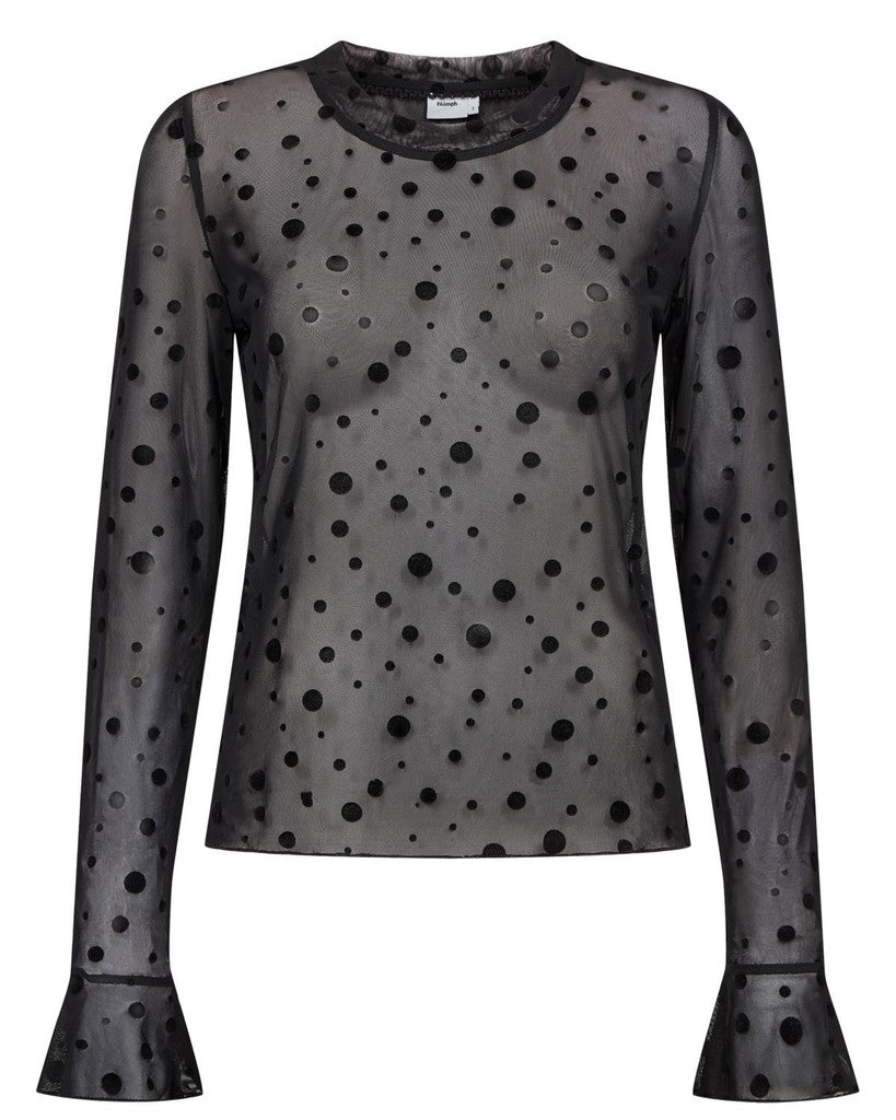 Nümph Bluse - NuEvita LS Mesh Bluse i Caviar Sort