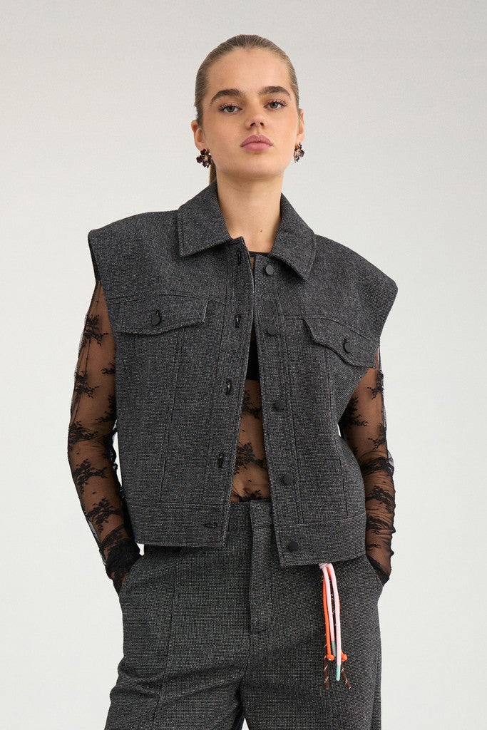 Nümph Vest - NuRoki Vest i Dark Grey Melange