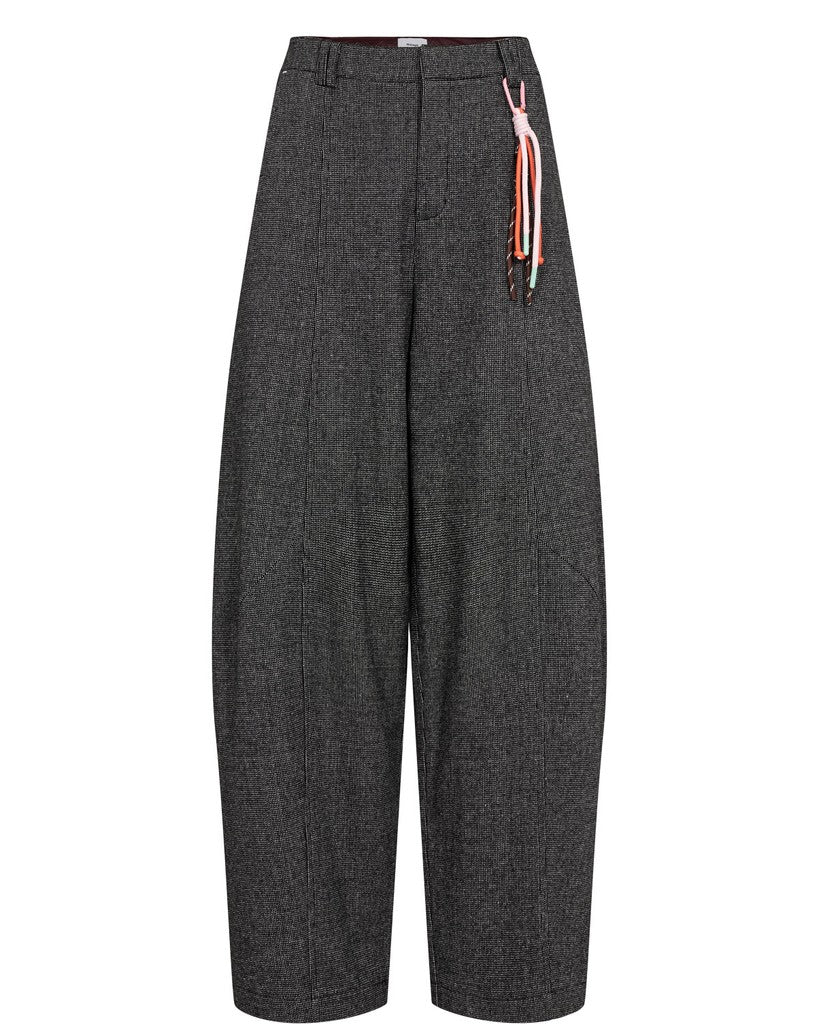 Nümph Bukser - NuRoki Barrel Bukser i Dark Grey Melange