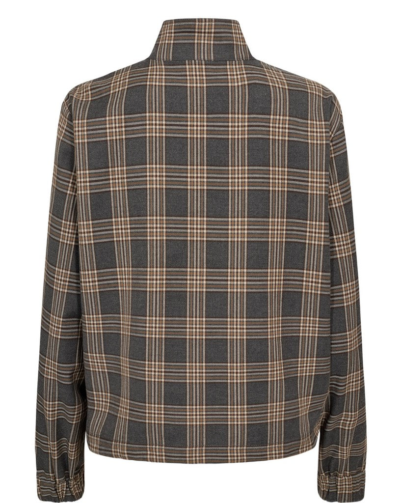Nümph Bluse - NuKamala Zip Bluse i Dark Grey Melange