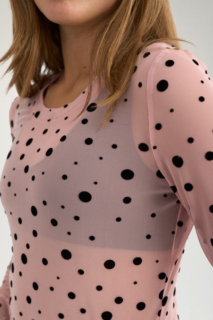 Nümph Bluse - NuEvita LS Mesh Bluse i Peachskin