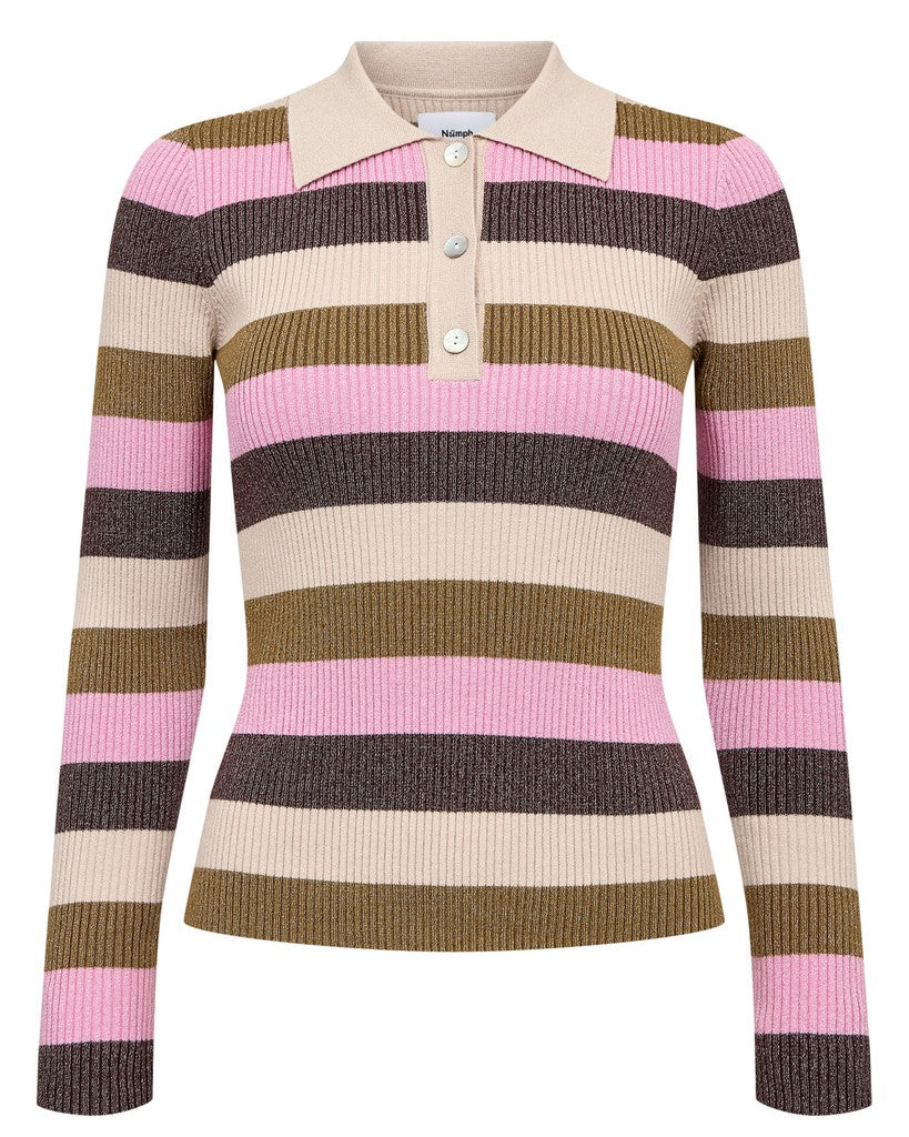 Nümph Bluse - NuMoras Polo Strik i Chocolate Plum