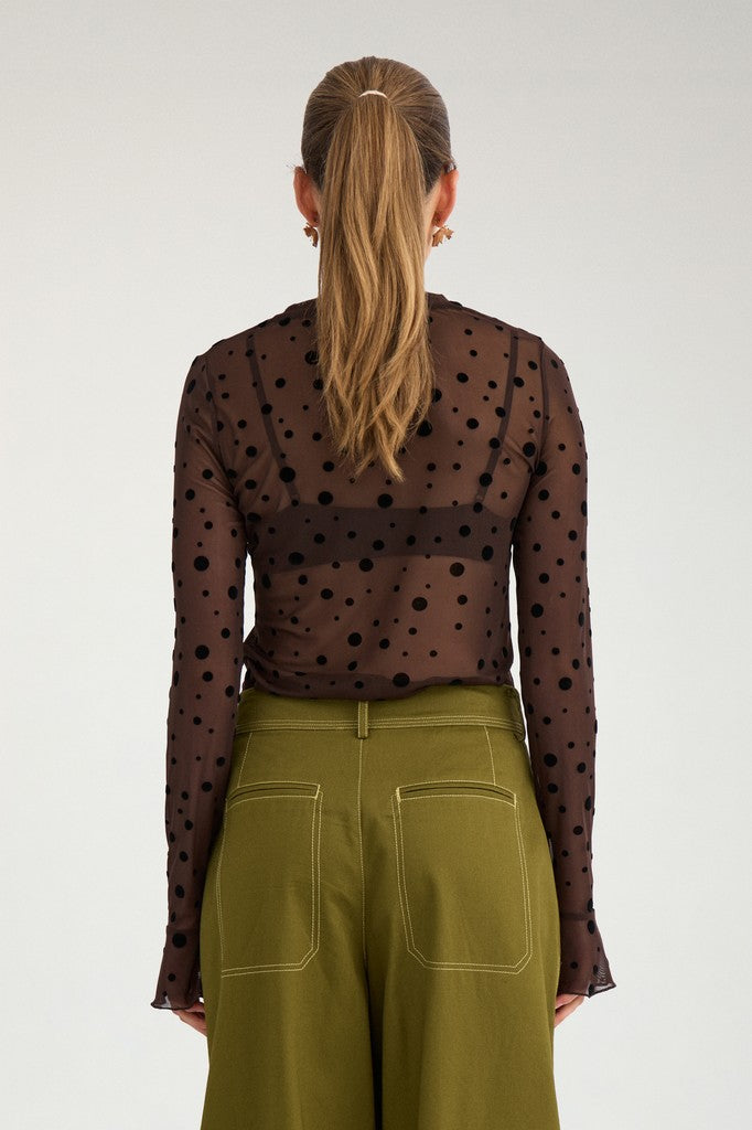 Nümph Bluse - NuEvita LS Mesh Bluse i Chocolate Plum