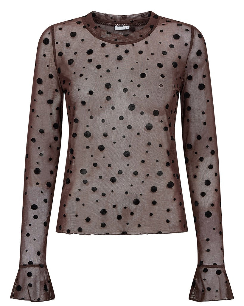 Nümph Bluse - NuEvita LS Mesh Bluse i Chocolate Plum