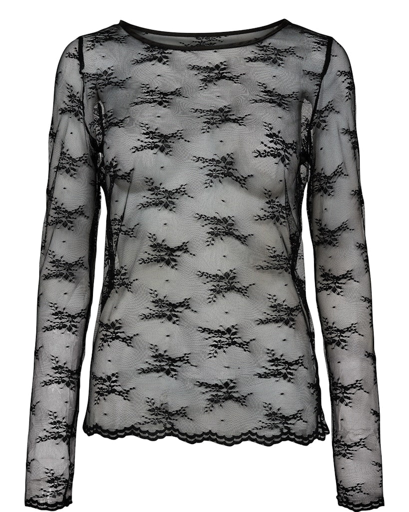 Nümph Bluse - NuNatalia Mesh Bluse i Caviar