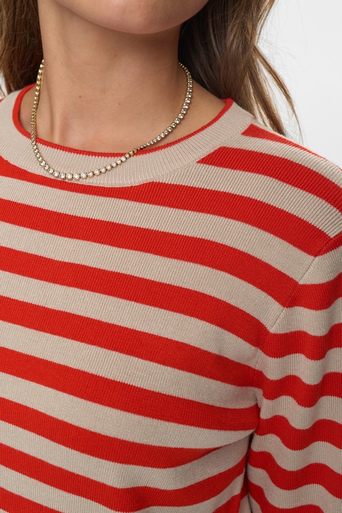 Nümph Strik - Nustripy Strik Bluse i Fiery Red