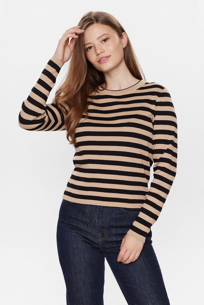Nümph Strik - Nustripy Strik Bluse i Black Coffee