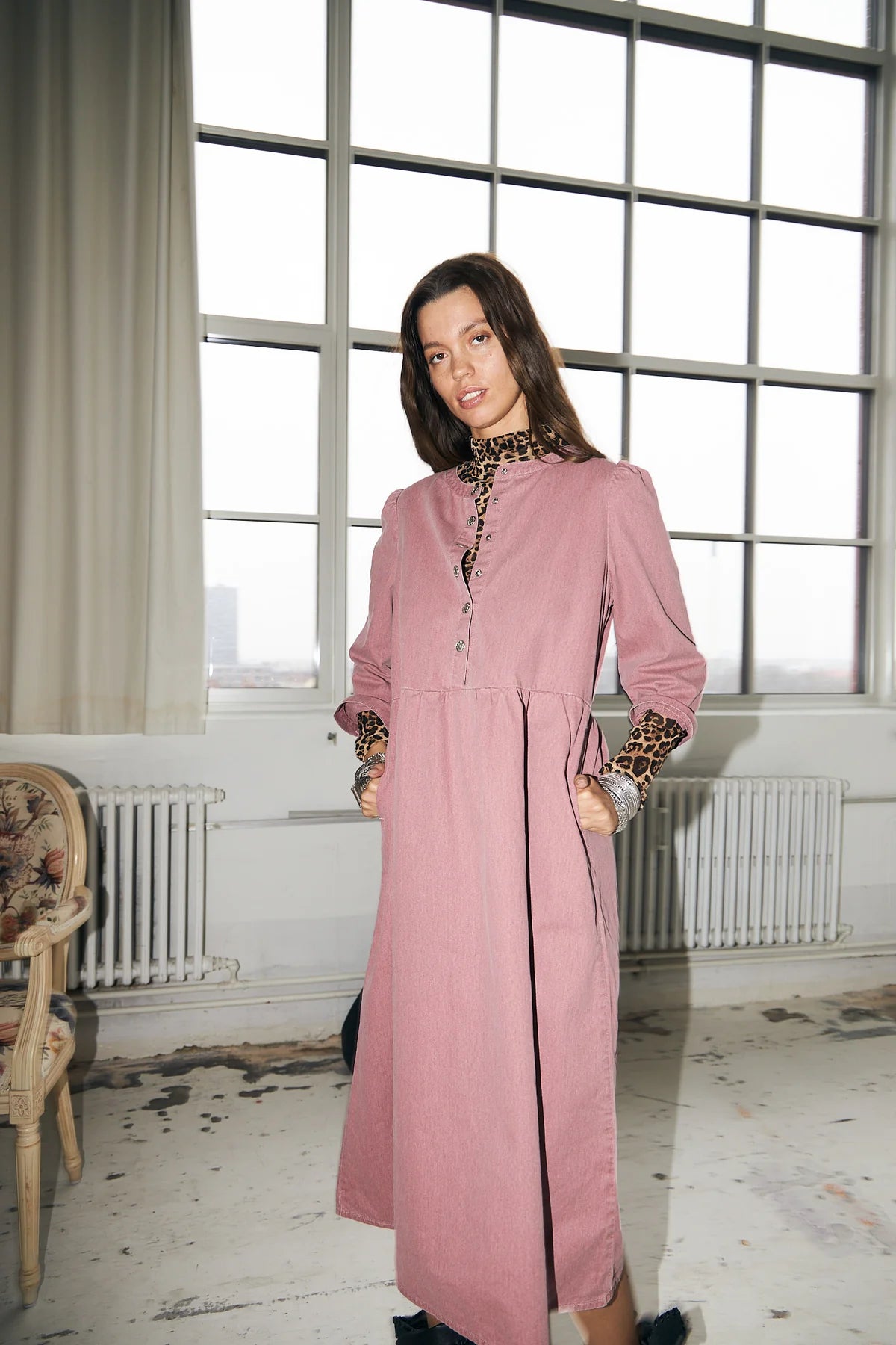 Lollys Laundry Kjole -  OliviaLL Midi 3/4 Ærme Kjole i Plum