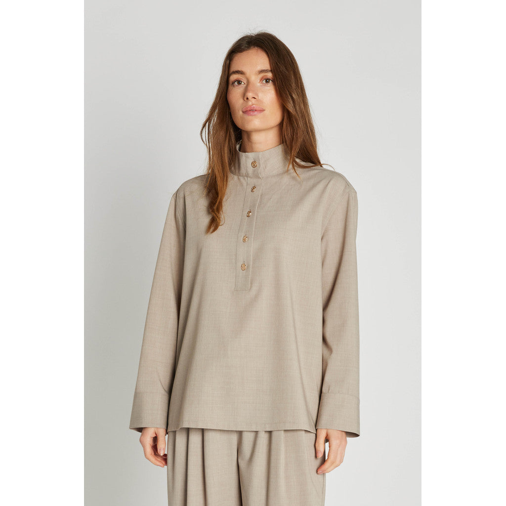 PBO Bluse - Tenika Bluse i Beige Melange