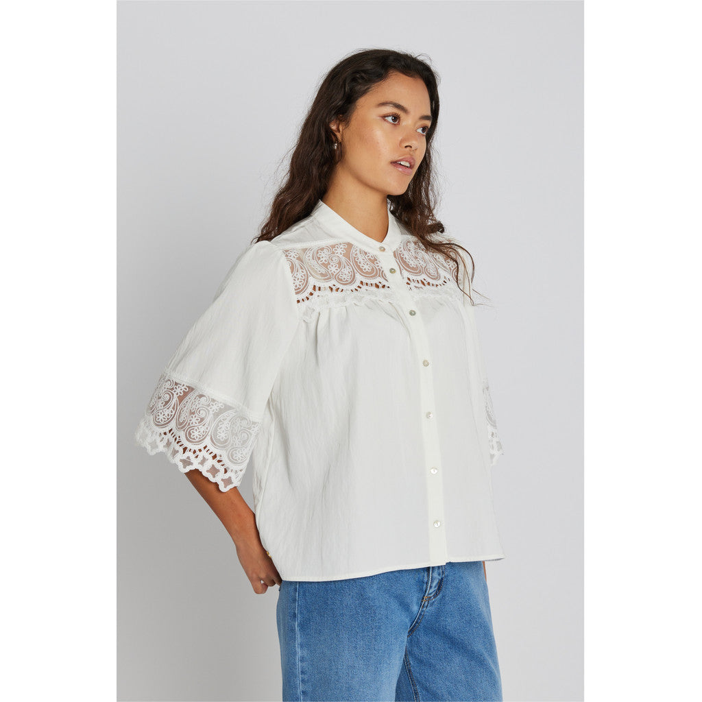 PBO Top - PBOMicaela Bluse i Star White