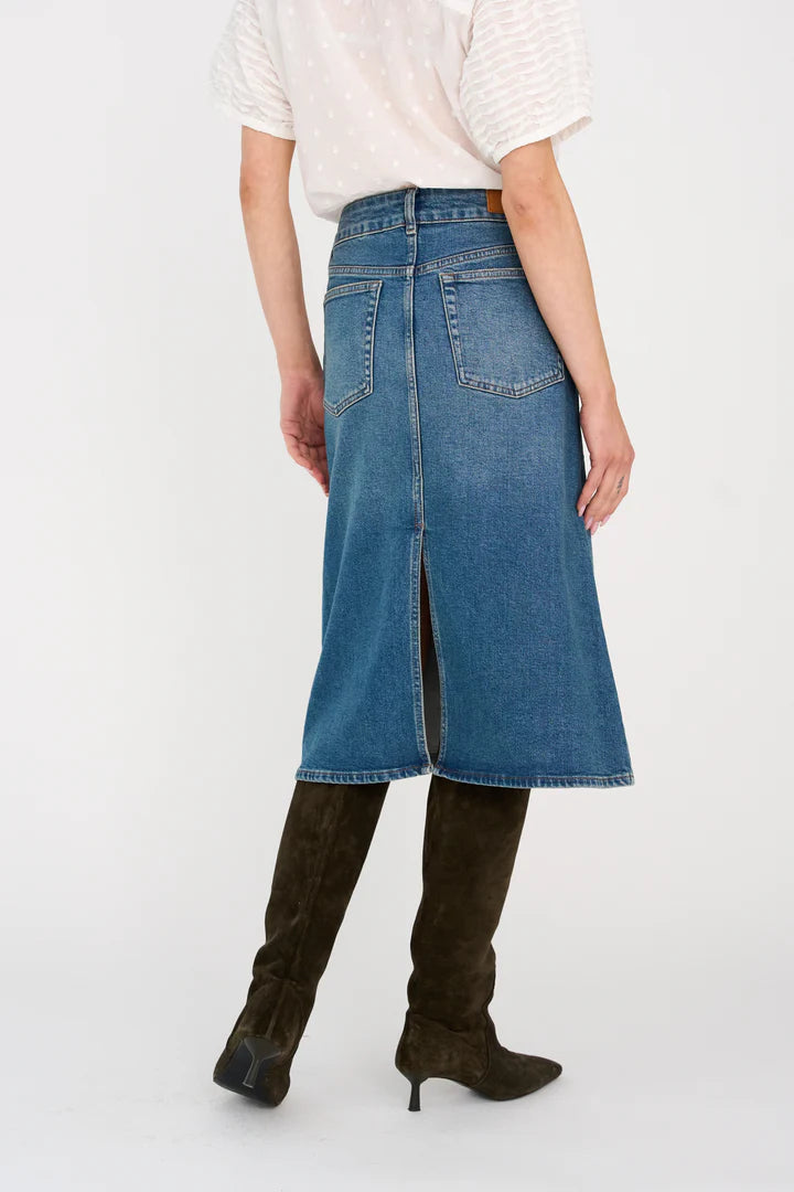 Pieszak Nederdel - PD-Amanda Denim Nederdel Wash Melfi Denim Blue